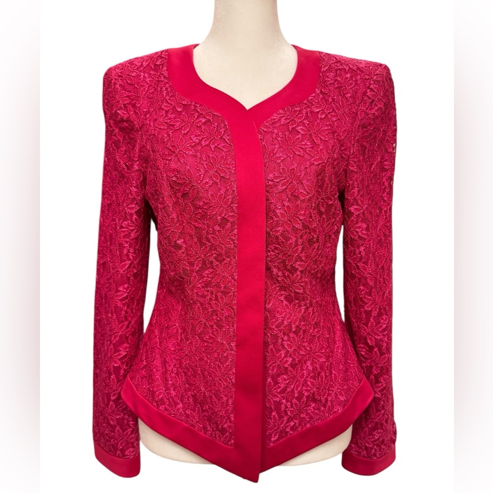 Cachet by Bari Protas Vintage Lace & Satin Blazer